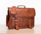 Craftshades Double Strip Handcrafted Goat Leather Messenger Bag – Brown
