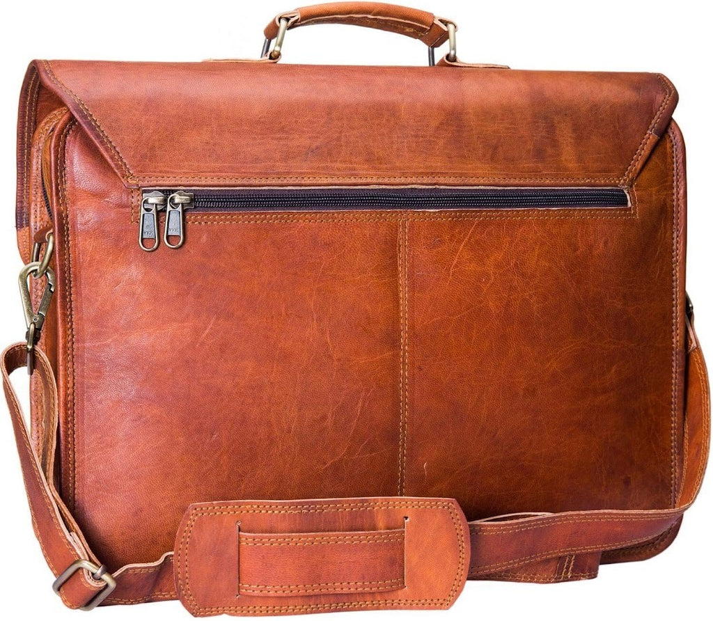 Craftshades Double Strip Handcrafted Goat Leather Messenger Bag – Brown
