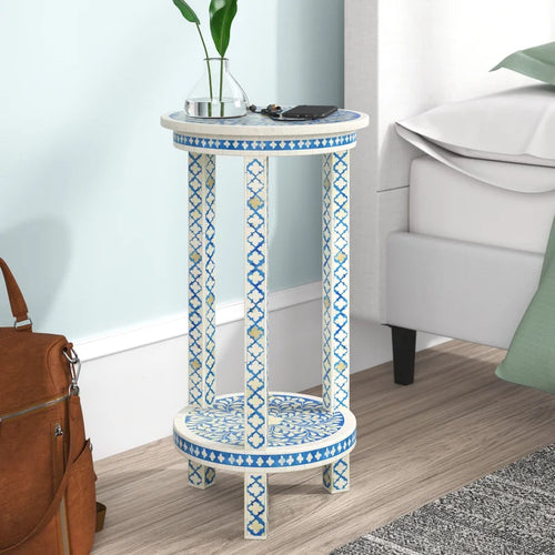 Bone Inlay End Table