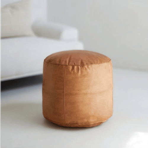 Authentic Round Moroccan Leather Pouf