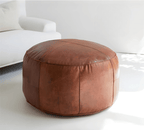 Authentic Round Moroccan Leather Pouf
