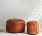 Authentic Round Moroccan Leather Pouf