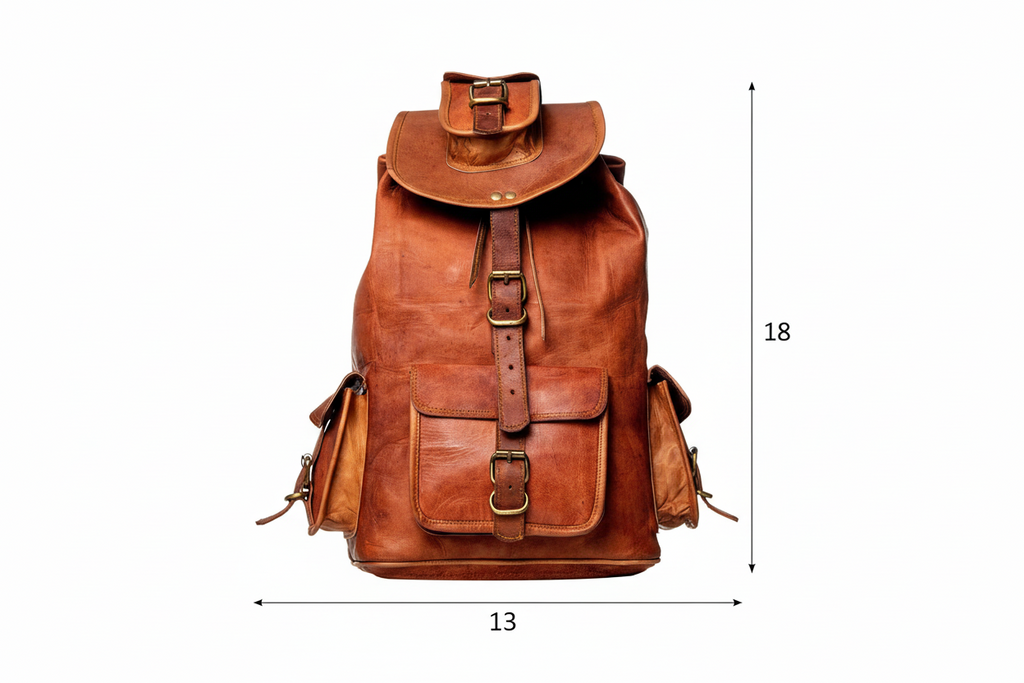 CraftShades - Handmade Leather Backpack (13x18 Inch)
