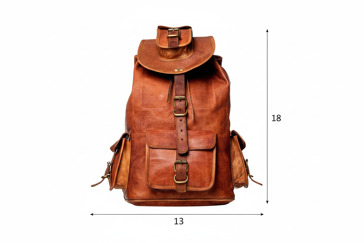 CraftShades - Handmade Leather Backpack (13x18 Inch)