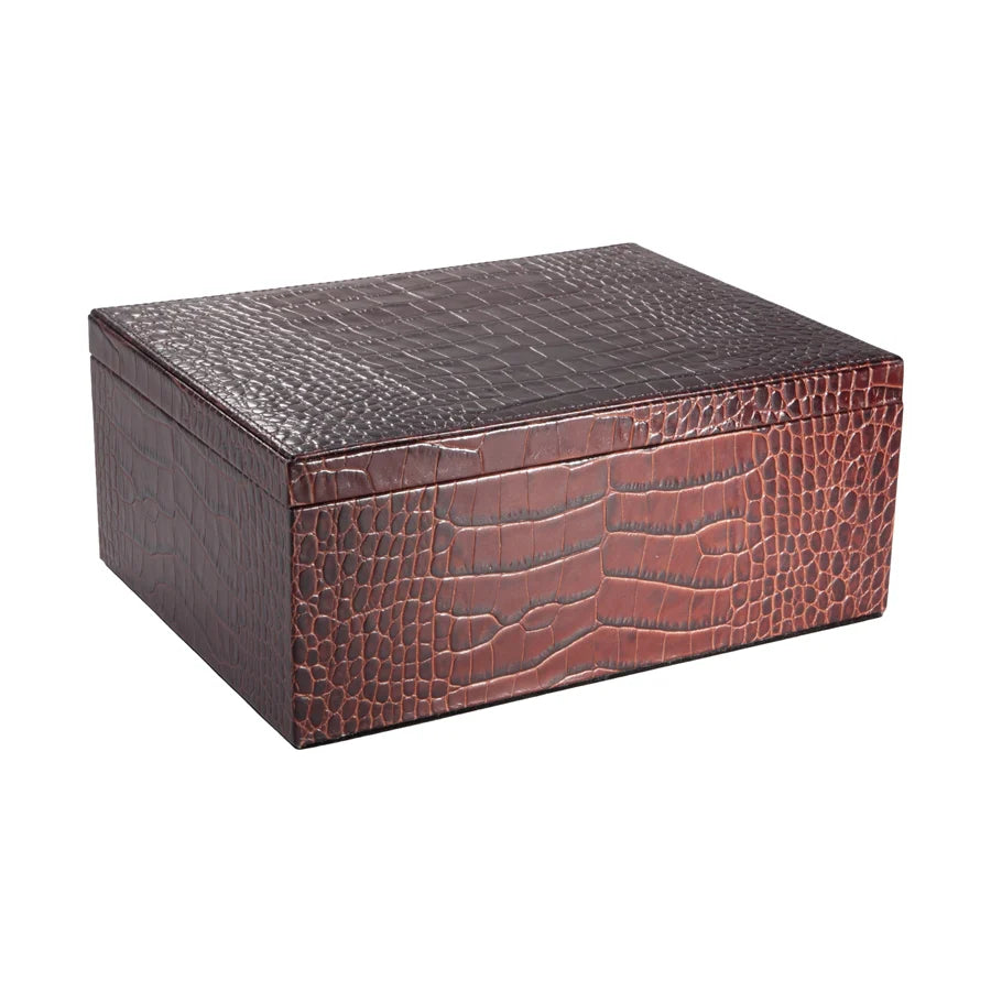 Large Crocodile-Embossed Leather Storage Box