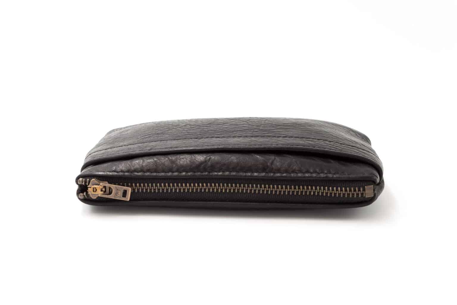 Genuine Leather Zipper Clutch Purse
