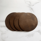 Blank Dark Tan Leather Circle Coasters