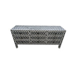 Bone Inlay Chest of 9 Drawers Honeycomb Design in Black Col