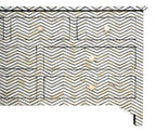 Bone Inlay Chest of 7 Drawers Chevron Design in Grey Color