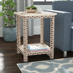 Bone Inlay End Table
