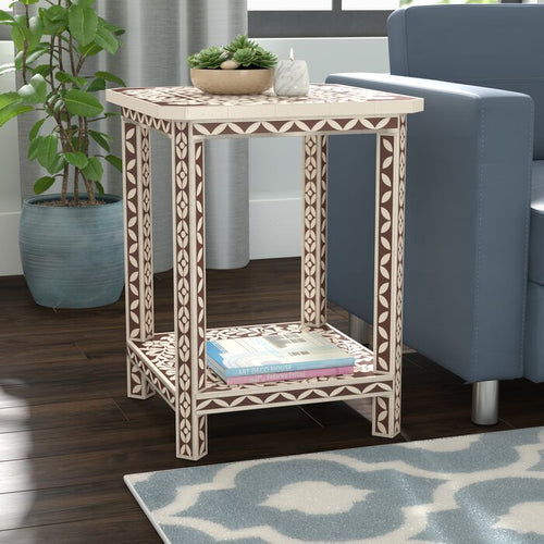 Bone Inlay End Table