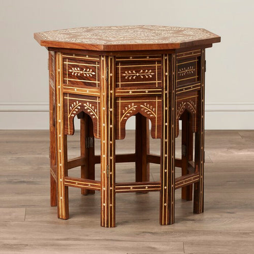 Bone Inlay End Table