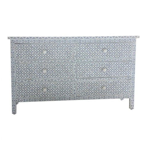 Bone inlay Chest of 6 Drawers Star Design in Grey color