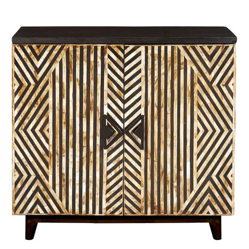 Casleton Striped Bone Inlay 2 Door Accent Cabinet