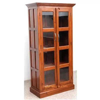 Craftshades Antique Wooden Glass Fronted Library Bookcase