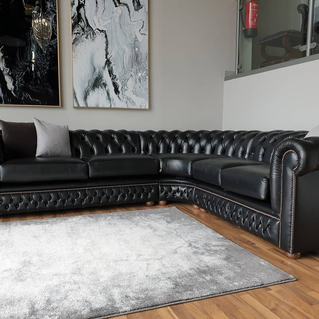 Craftshades Charcoal Black L shape Chesterfield sofa