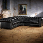 Craftshades Charcoal Black L shape Chesterfield sofa