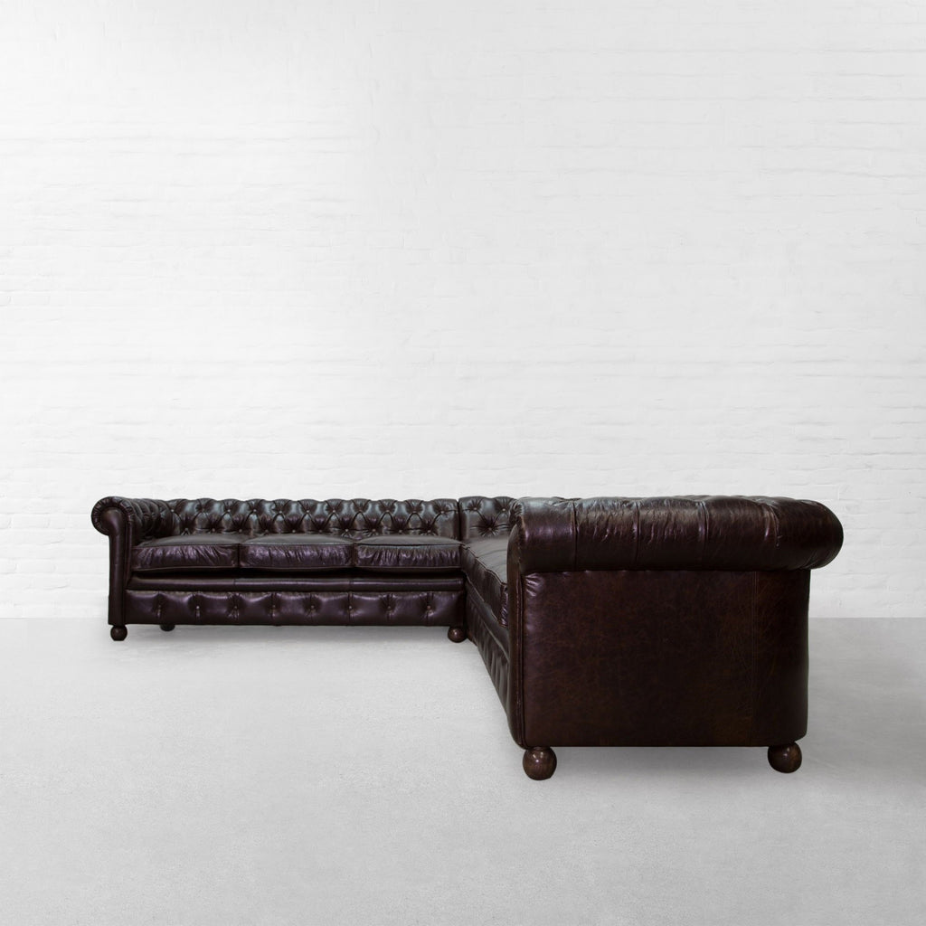 Craftshades Chocolate Brown L shape Chesterfield Sofa