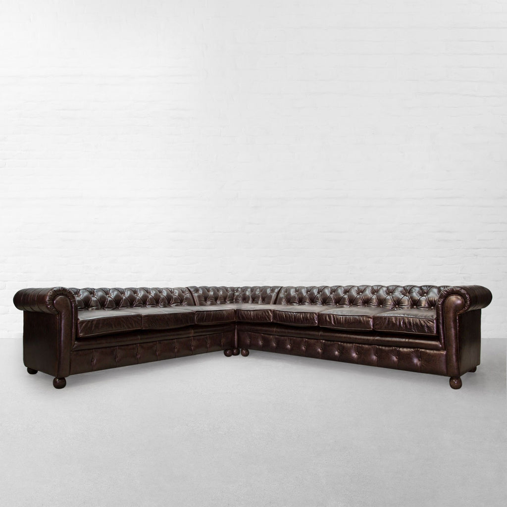 Craftshades Chocolate Brown L shape Chesterfield Sofa