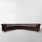 Craftshades Chocolate Brown L shape Chesterfield Sofa