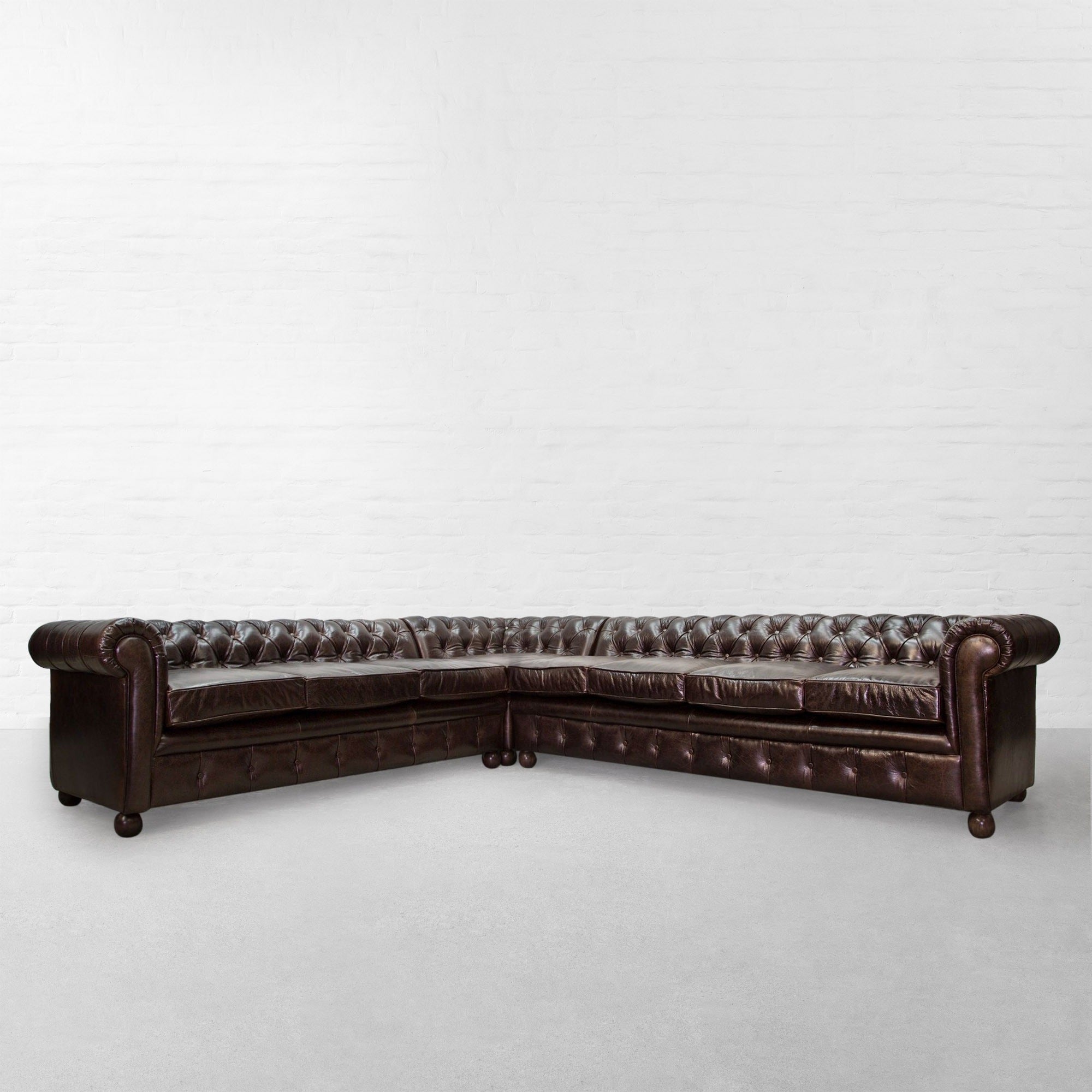 Craftshades Chocolate Brown L shape Chesterfield Sofa