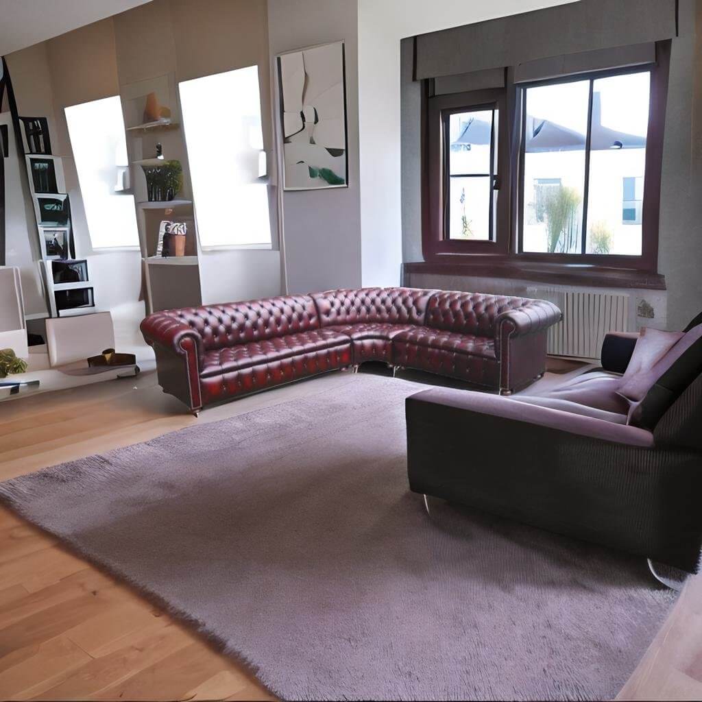 Craftshades Dark Maroon L shape Chesterfield Sofa