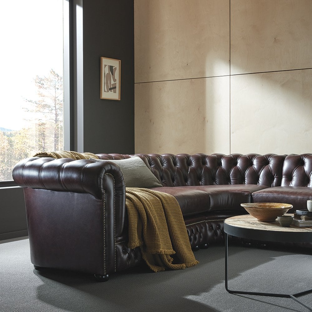 Craftshades Deep Brown L shape Chesterfield Sofa