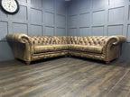 Craftshades Distressed Brown L shape Chesterfield Sofa