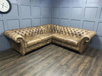 Craftshades Distressed Brown L shape Chesterfield Sofa