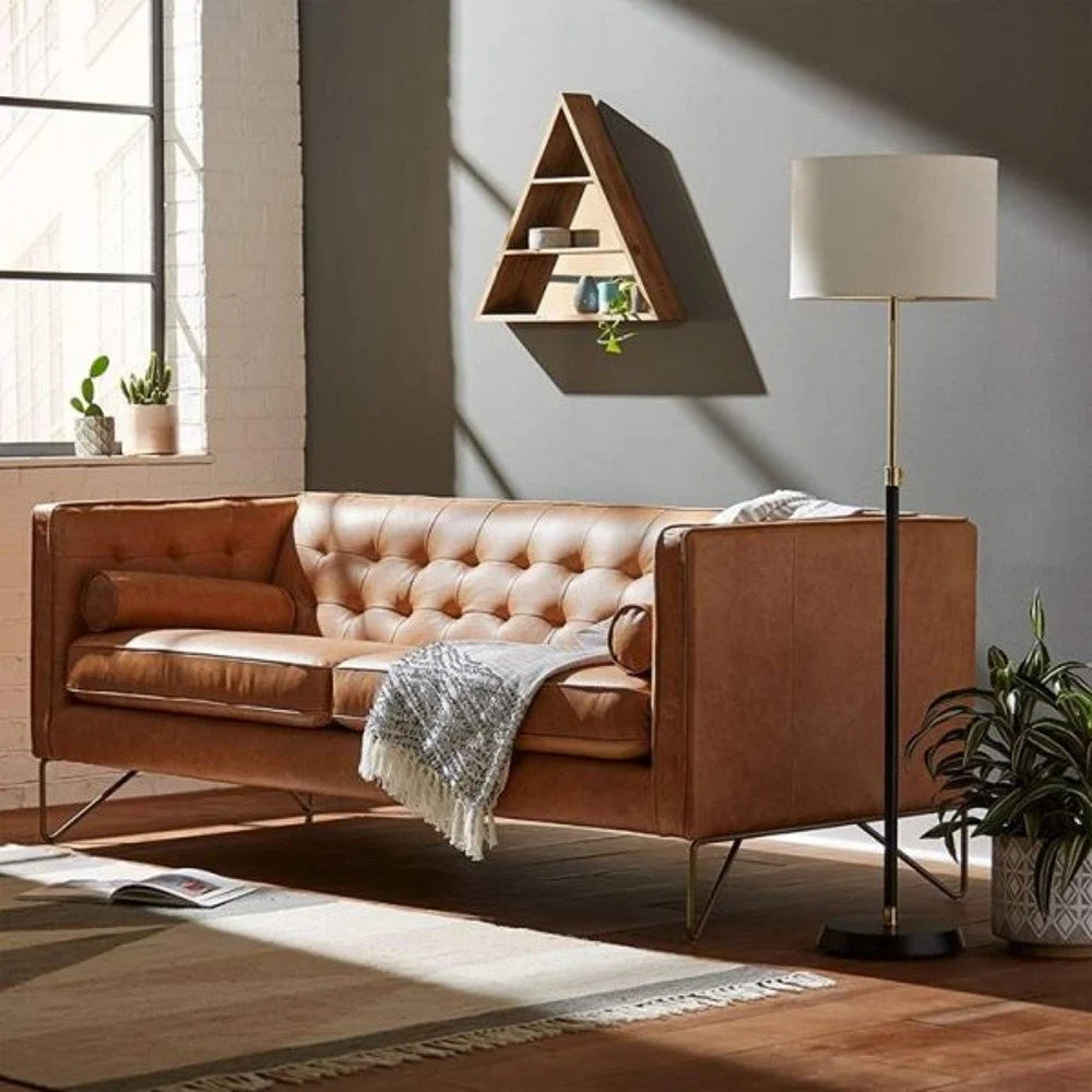 Craftshades Luxury Genuine Leather Chesterfield 3 Seater Sofa