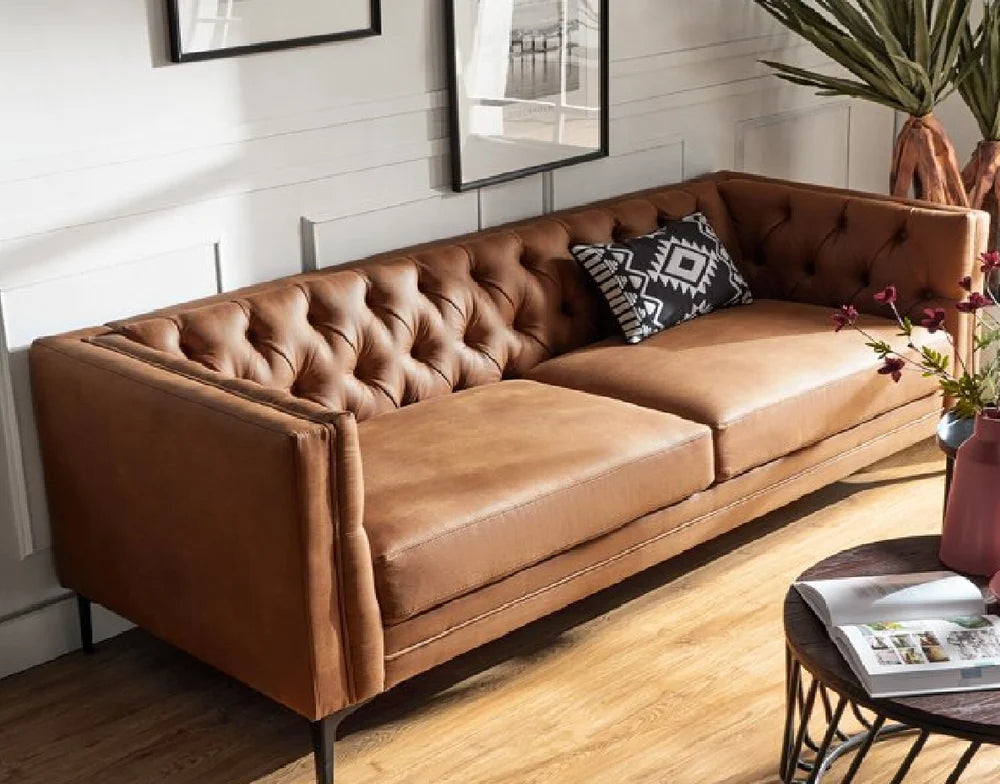 Craftshades Luxury Genuine Leather Chesterfield 3 Seater Sofa