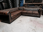 Craftshades Rustic Brown L shape Chesterfield Sofa