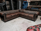 Craftshades Rustic Brown L shape Chesterfield Sofa