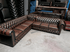 Craftshades Rustic Brown L shape Chesterfield Sofa
