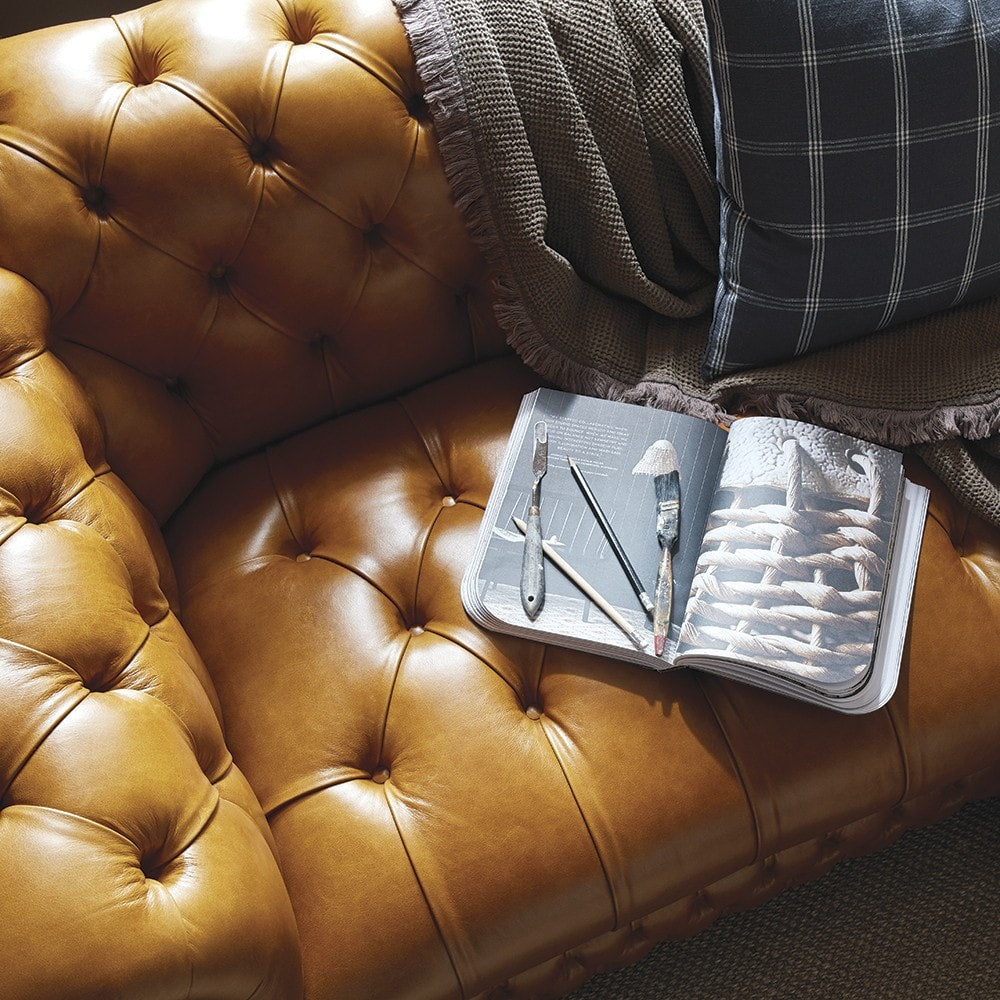 Craftshades Tan L shape Chesterfield Sofa