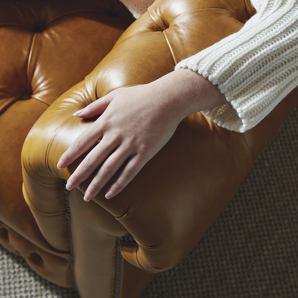 Craftshades Tan L shape Chesterfield Sofa
