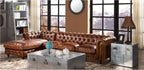 Craftshades Vintage Brown L shape Chesterfield Sofa