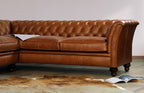 Craftshades Whiskey Brown L Shape Chesterfield sofa