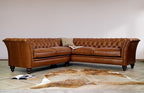 Craftshades Whiskey Brown L Shape Chesterfield sofa
