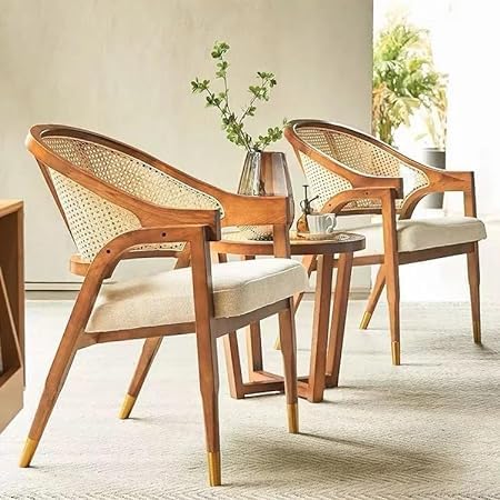 Craftshades  Wooden Chair Rattan Arm Chair