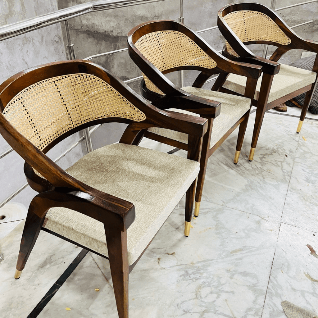 Craftshades  Wooden Chair Rattan Arm Chair