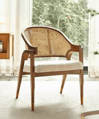 Craftshades  Wooden Chair Rattan Arm Chair