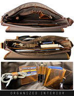 Craftshades Leather Men Laptop Messenger Full Flap Messenger Briefcase Bag 16 inch