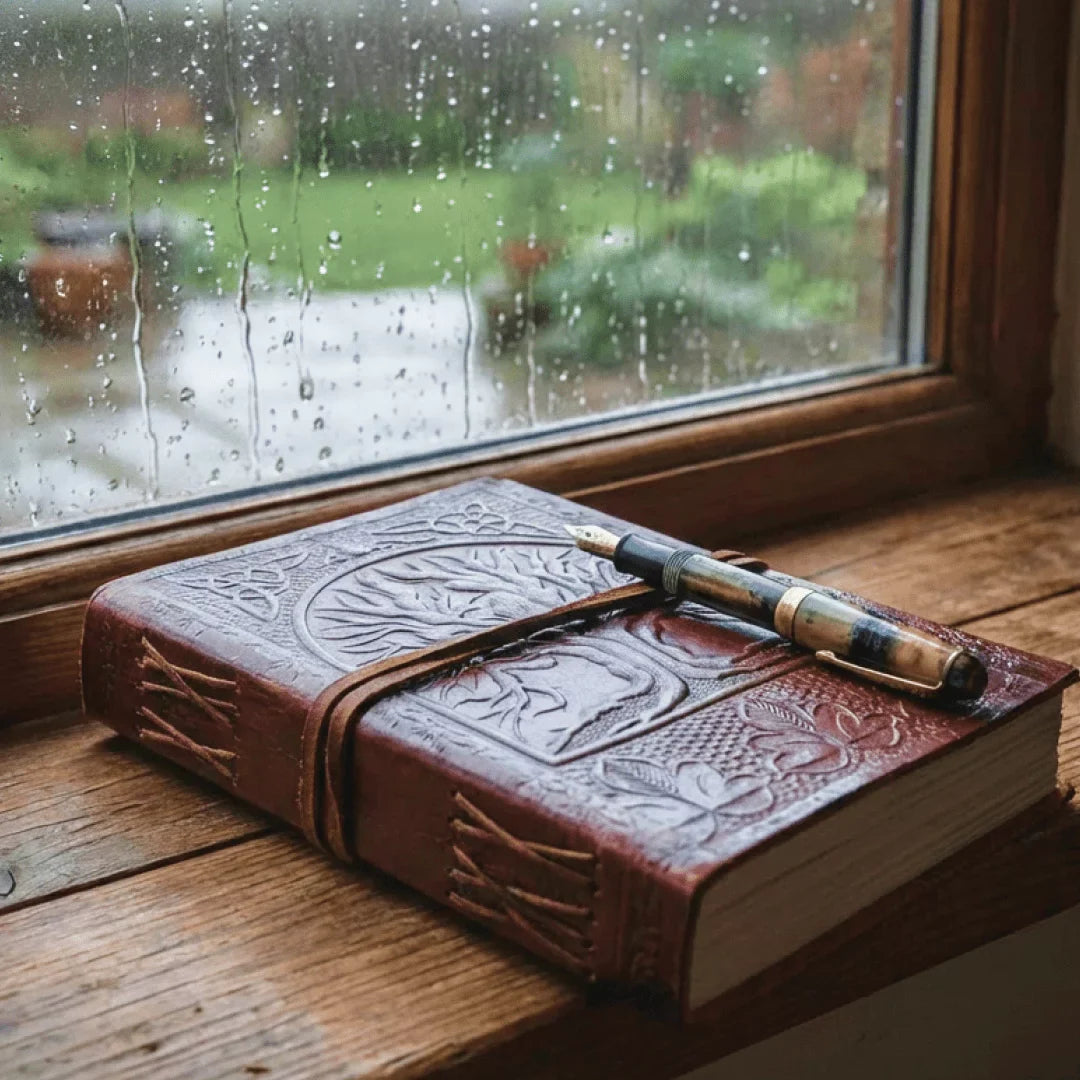 Handcrafted Leather Journal – Tree Embossed (10x7")