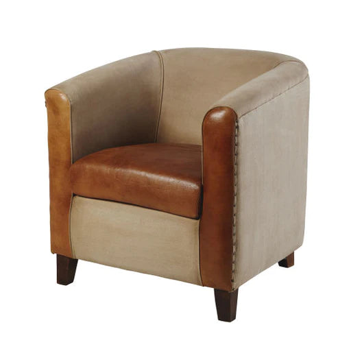 Leather Canvas Sofa