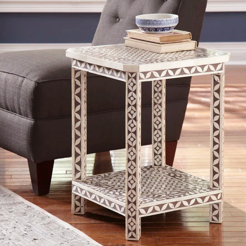 Bone Inlay End Table