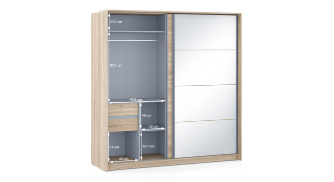 Sonoma Oak 2-Door Sliding Wardrobe with Mirror