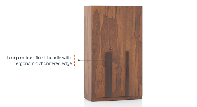 Rodrigues 3-Door Engineered Wood Wardrobe in Sheesham Finish