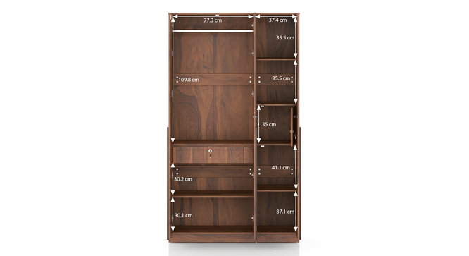 Rodrigues 3-Door Engineered Wood Wardrobe in Sheesham Finish