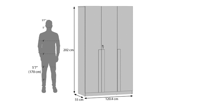 Rodrigues 3-Door Engineered Wood Wardrobe in Sheesham Finish
